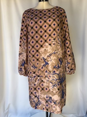 ottod Ame Shift Dress Polyester Machine Wash Long Sleeved Back Tie A-142