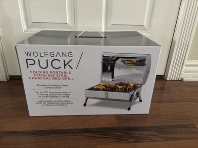 Wolfgang Puck Stainless Steel Lightweight Portable Outdoor Charcoal Grill New