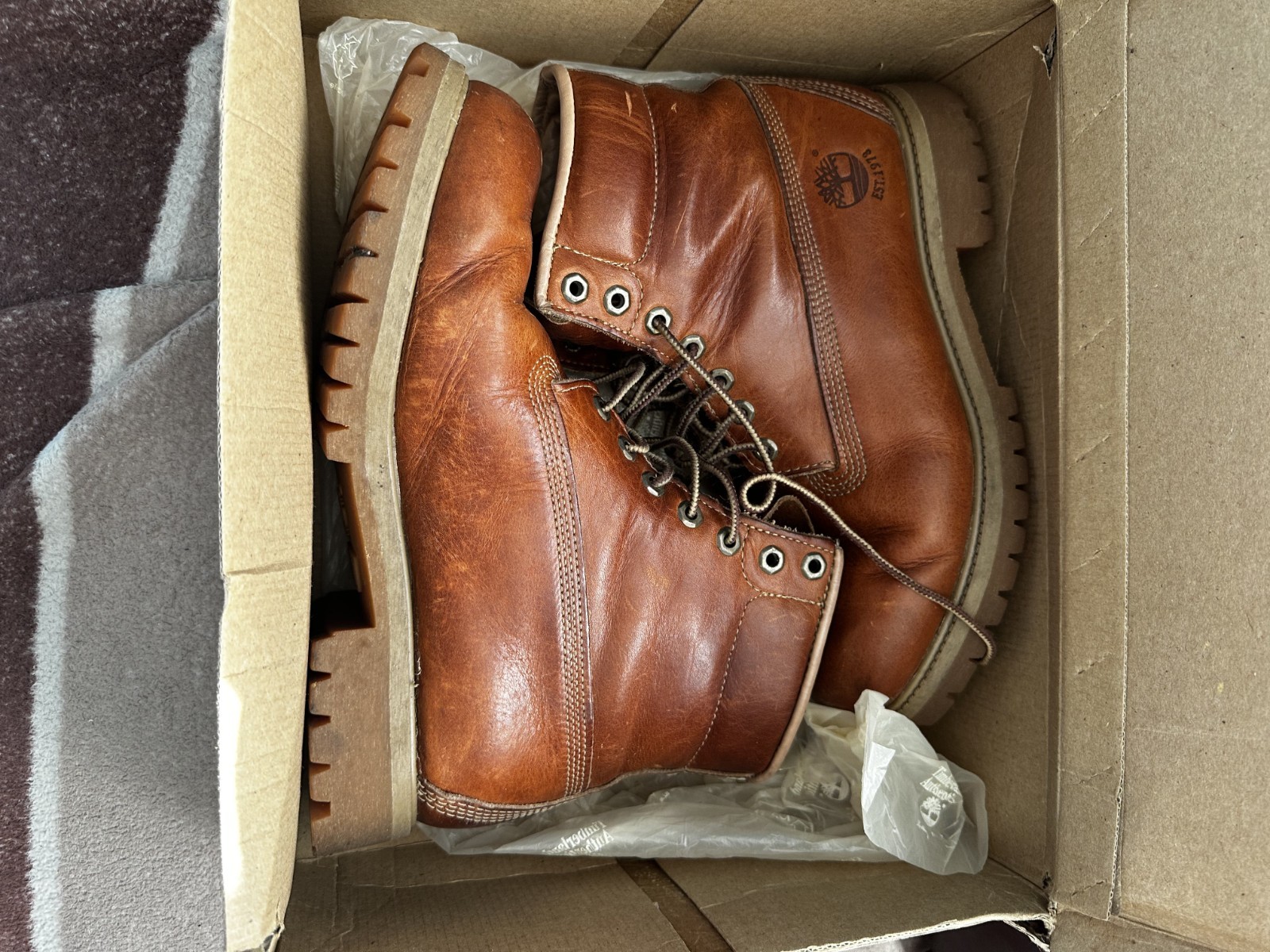 RARE full leather mens timberland boots size 9 well kept nearly 20 years old image 6
