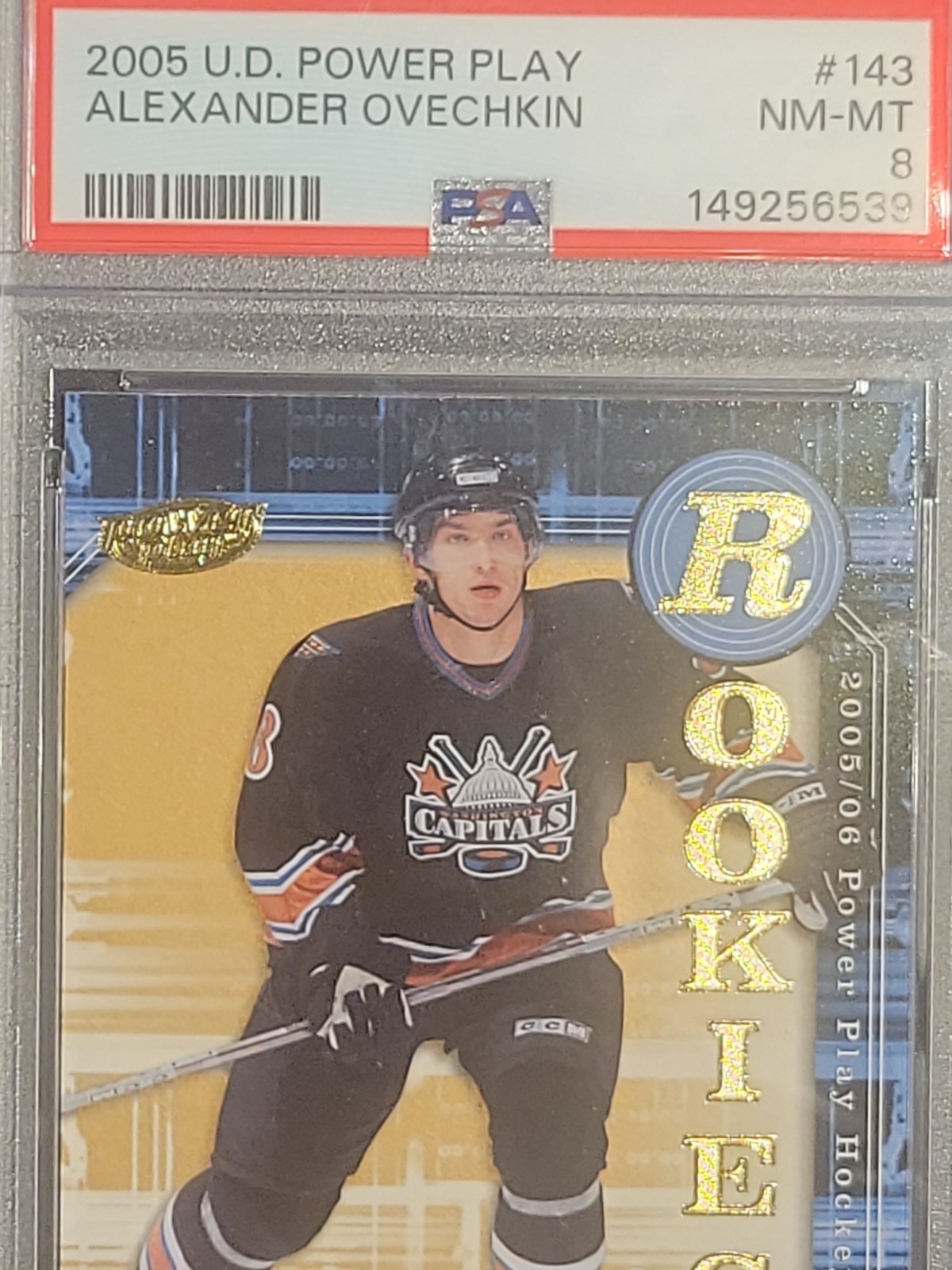 2005 Upper Deck Alexander Ovechkin Power Play RC PSA 8 #143 Pop 221, w/ 776 ⬆️ view 3