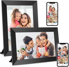 BIGASUO Digital Picture Frame, 10.1" Frameo Frame 2 Pack, ⚫ Black 
