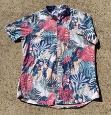 IZOD Saltwater Relaxed Classics Men's Floral Cotton Short Sleeve Shirt L