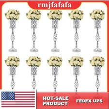 10Pcs Metal Wedding Table Centerpieces Crystal Flower Vase Stand Party Decor