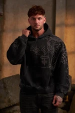 YOUNGLA (SOLD OUT) - 5057 - CYBERPUNK HOODIES - BLACK WASH - LARGE