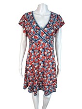 Michael Kors Women's Medium Dress Floral Flutter Sleeve V-Neck Jersey Fitted