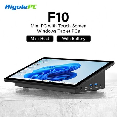 F10 10.1'' Fanless Mini PC Intel N5095 Windows 11 WiFi5 8 128G 5000mAh 4K RS-232