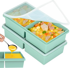 2 cup Silicone Freezer Trays with Lids, Silicone Soup Freezer Molds, Easily p...