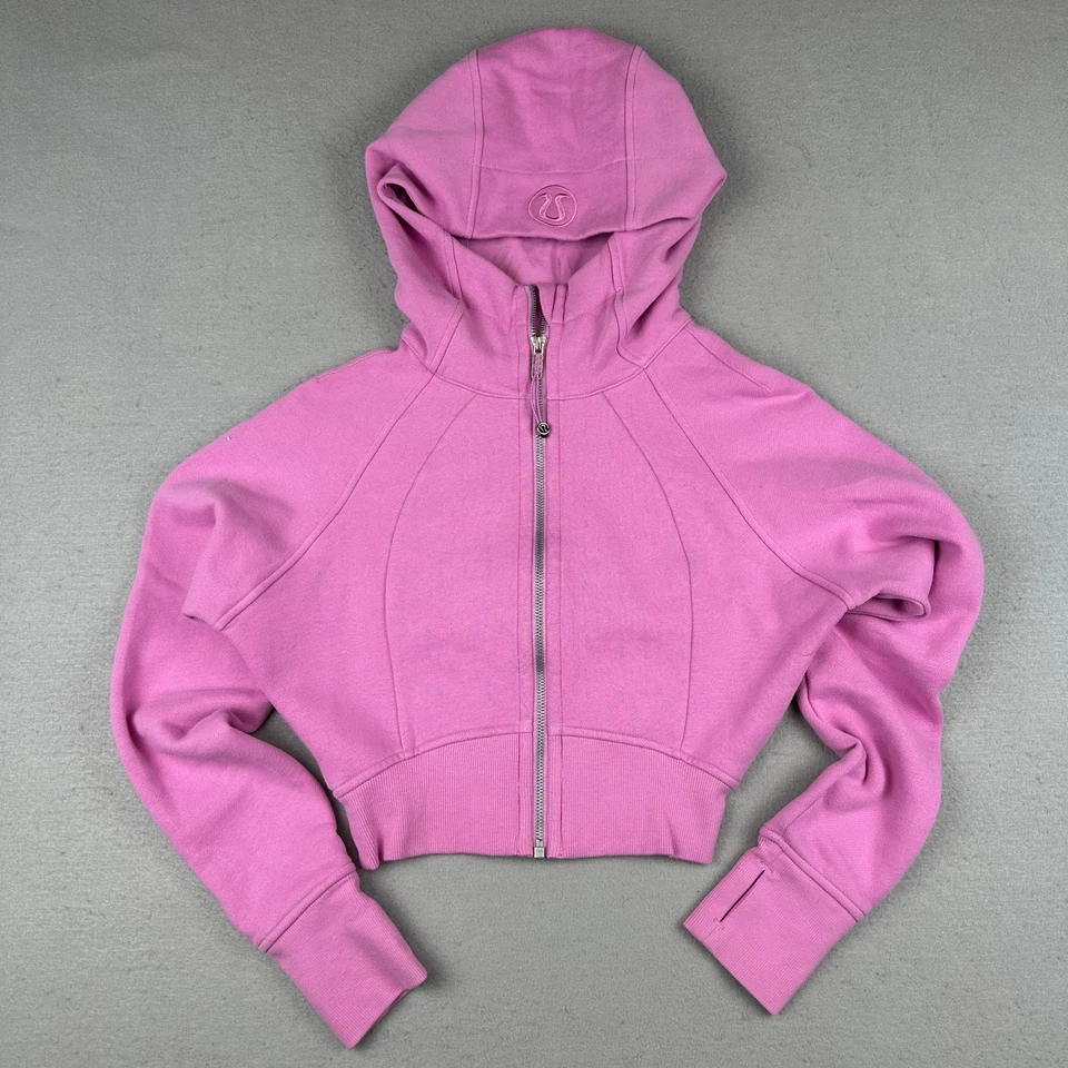 Sudadera con Capucha de Buceo Lululemon Para Mujer 2 Rosa Cremallera Completa Recortada Núcleo Atlético Gimnasio Sudadera con Capucha Foto 2 de 4