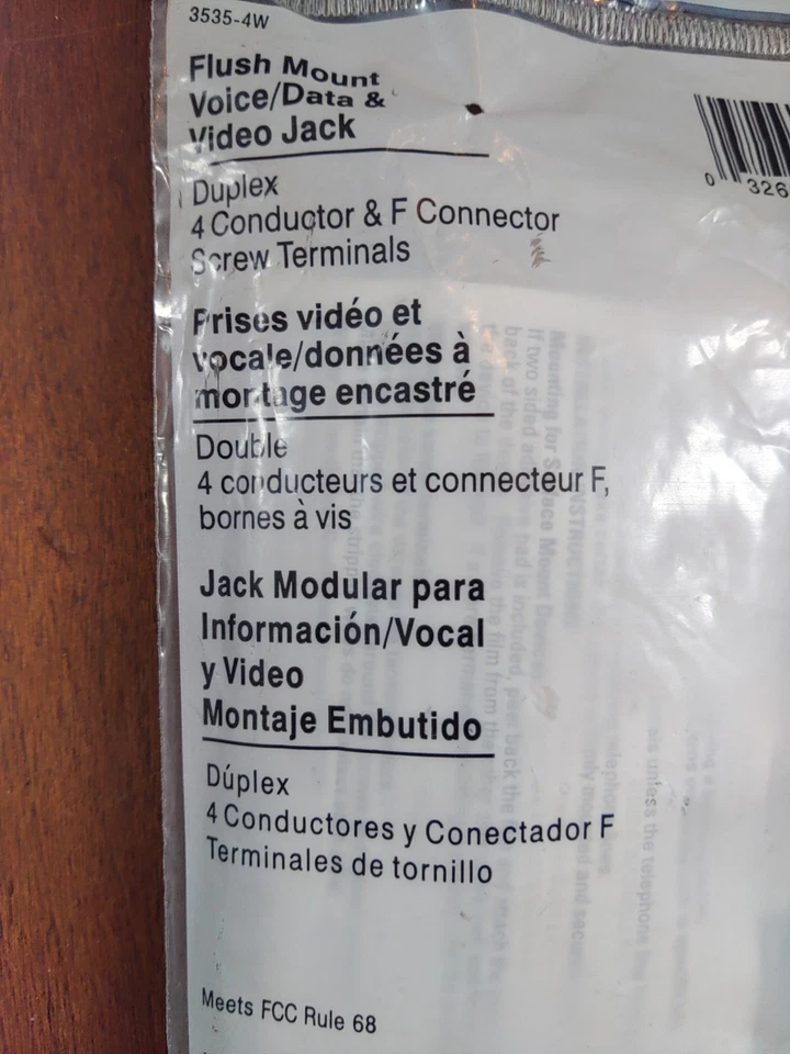 Qty. 6 COOPER 3535 White TV Coax Phone Duplex Voice/Data & Video Jack Wallplate - Image 4 of 4