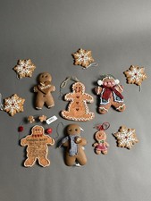 Lot of 11 Gingerbread Men Snowflake Themed Christmas Tree Hanging Ornaments