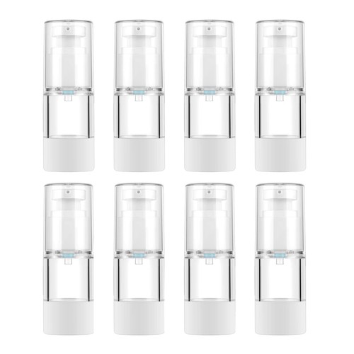 0.5Oz 15ml Clear Airless Cosmetic Cream Pump Bottle Travel Size Dispenser Ref...