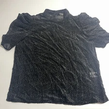 Mayson the Label womens black Short sleeve Blouse Shirt Top Nylon sheer Sz M