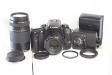 Canon EOS 7 Film Camera EF 50mm F/1.8 II 75-300mm F/4-5.6 Lens 155A Flash