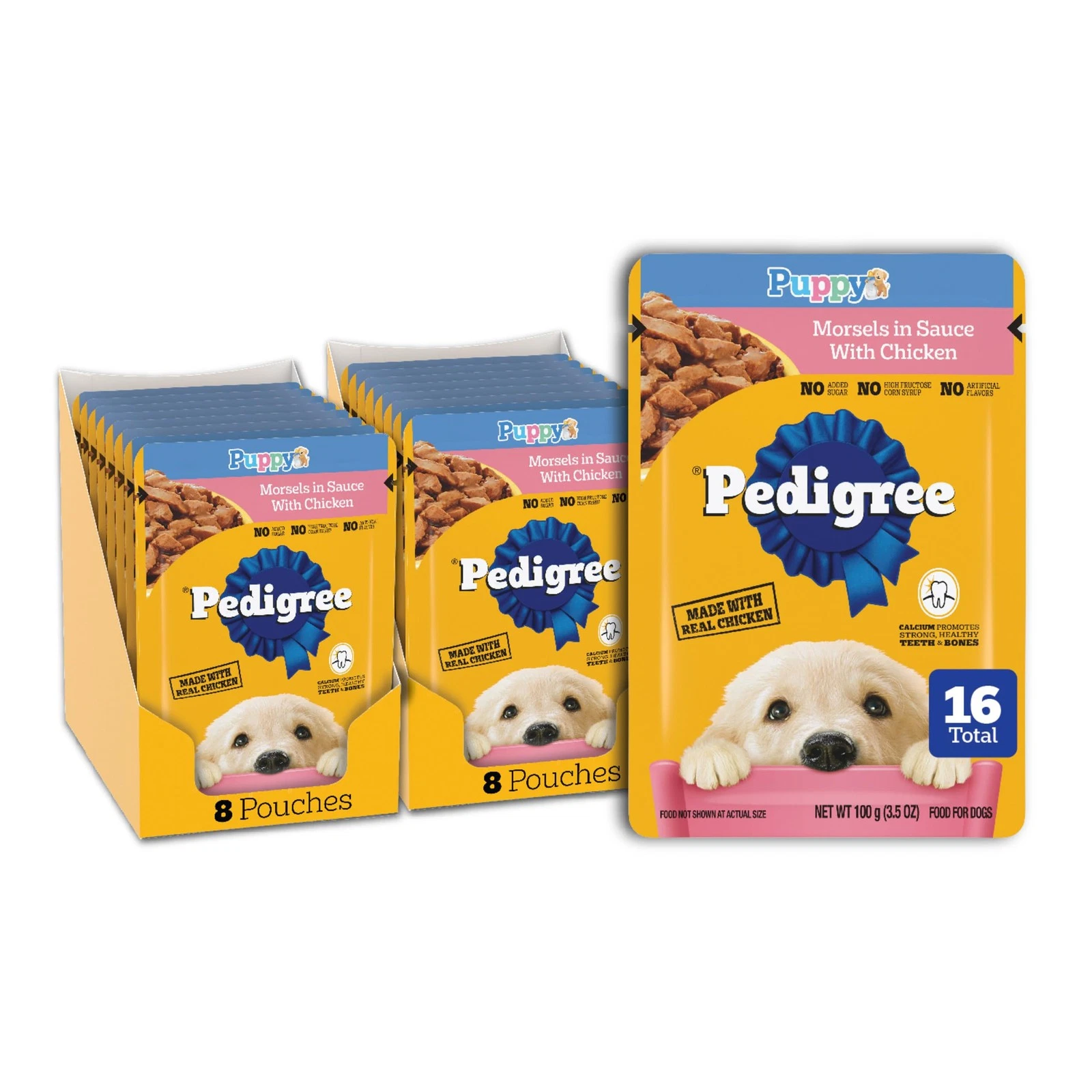 Chicken Flavor Wet Puppy Food Pouches in Sauce, 3.5 oz, 16 Count