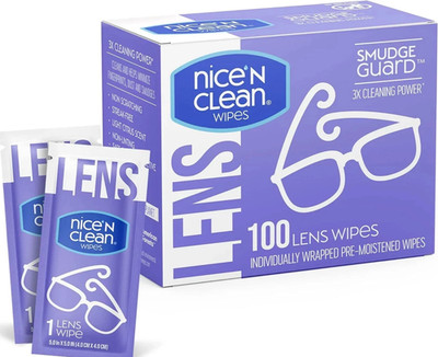 Nice 'N Clean Smudgeguard Lens Cleaning Wipes (100 Total Wipes) | Pre-Moistened