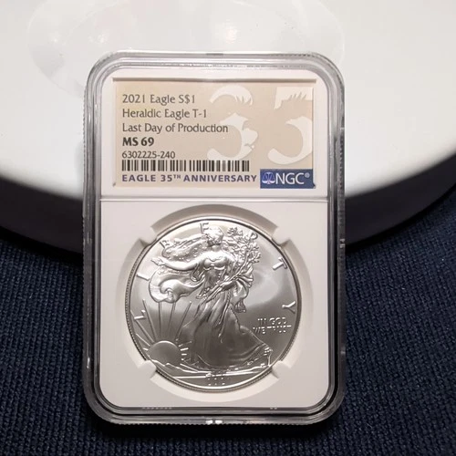 2021  Heraldic Silver Eagle Type T-1  NGC MS69  Last Day of Production