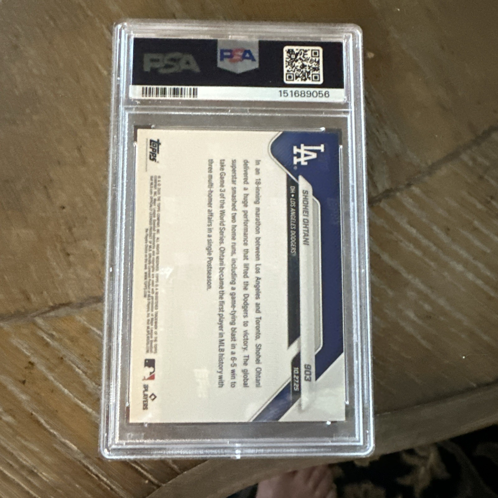 Graded 2025 Topps Now Shohei Ohtani #903 Baseball Card PSA 10 Gem Mint view 2