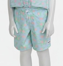 Hurley Kids Boy's Blue Flamingo Printed Pull-On Swim Shorts Size S