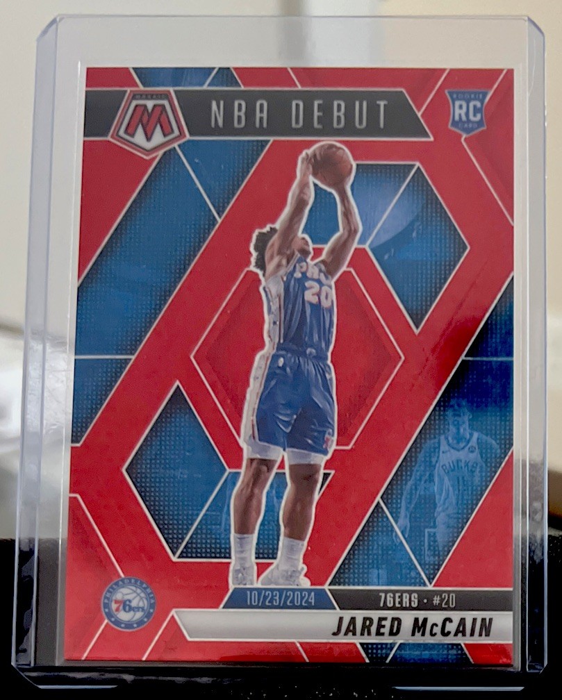 2024-25  Mosaic Fastbreak NBA Debut Jared McCain Red Disco /99 Philadelphia
