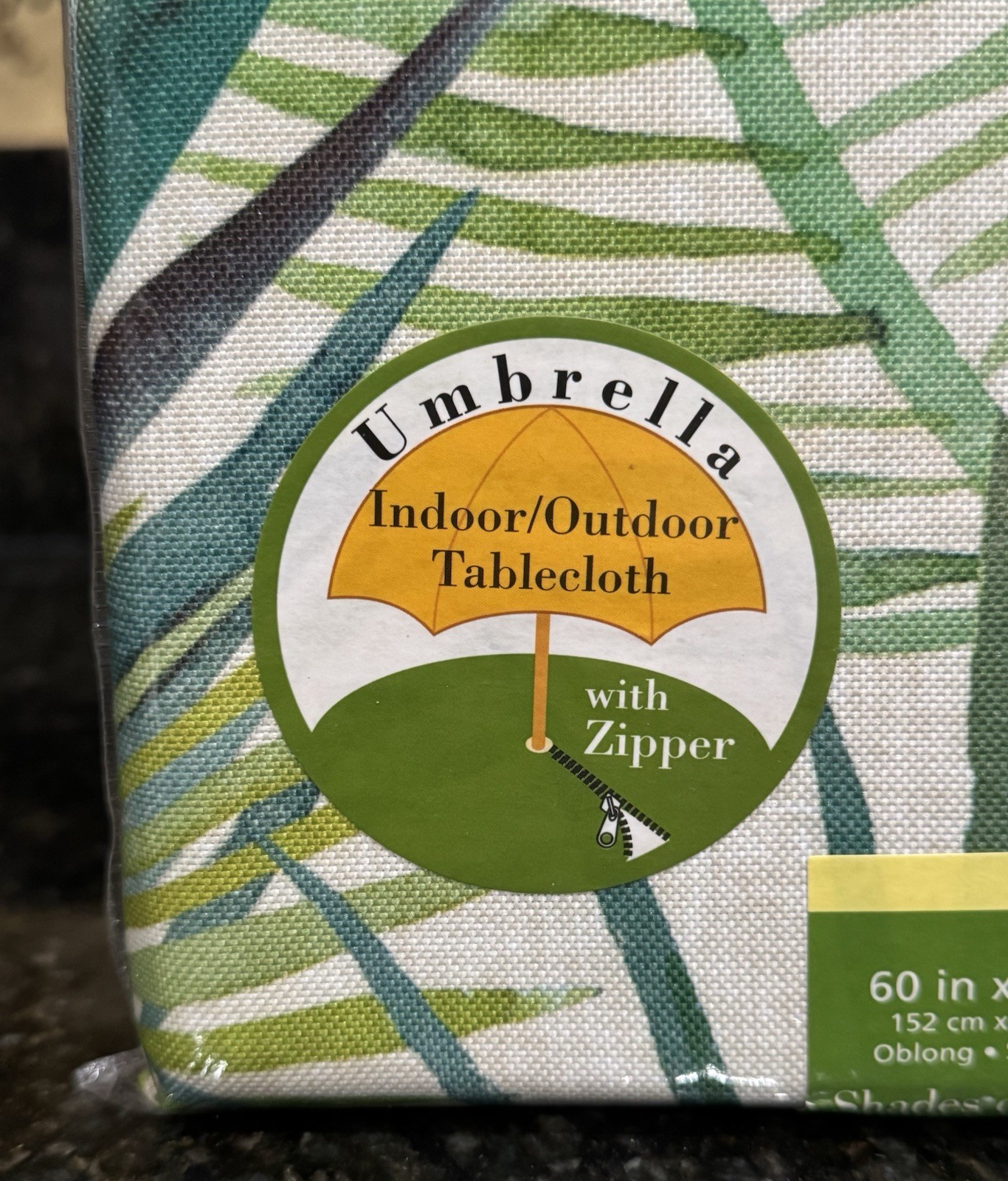 Bed Bath Beyond Indoor/  Outdoor SHADES OF PALM 60" X 84"  Umbrella Tablecloth