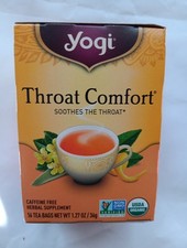 Yogi Tea Throat Comfort, Caffeine-Free Organic Herbal Tea Bags, 16 Count