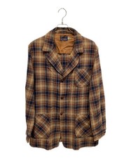 PENDLETON 70s Check Pattern 3B Wool Check Jacket Size: L Men Brown