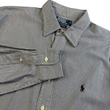 Polo Ralph Lauren Andrew Striped Button Down Shirt 17 34/35 Cotton Navy White