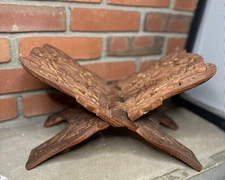 Vintage Hand Carved Wooden Folding Book Rest Holder/Display Stand Folk Art