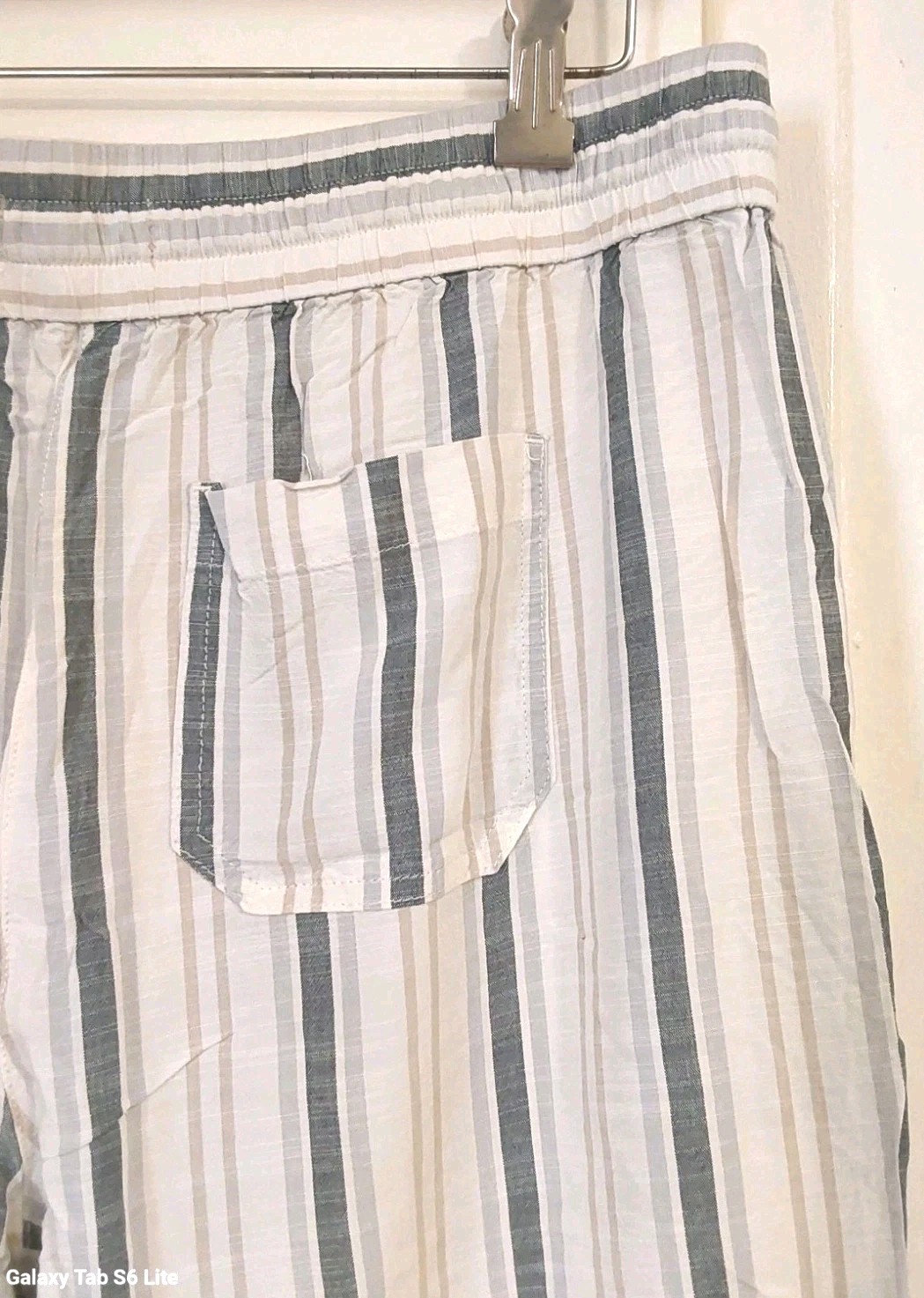 LOFT Pull On Wide Leg Crop Pants Ivory Gray Strip… - image 7