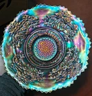 Top Notch Electric Blue FENTON Carnival Glass  Orange Tree Pattern Plate Mint