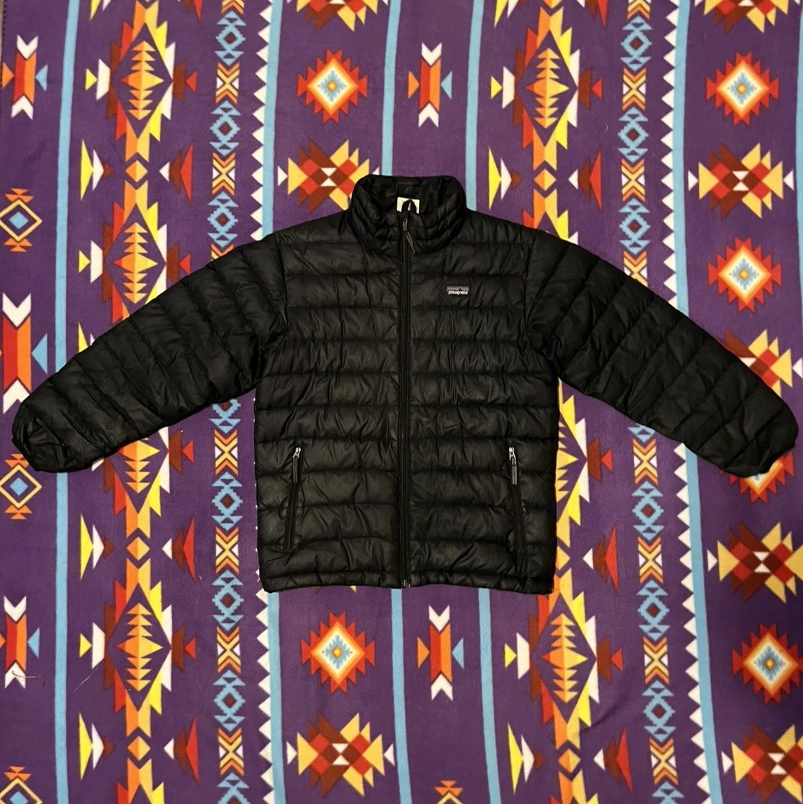 Patagonia Down Puffer Jacket Boys Size M 10 Black Winter Outdoor