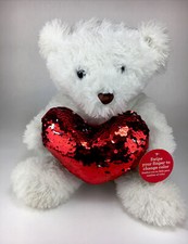 Dan Dee Valentine's Red Heart 18" White Teddy Bear Stuffed Animal Plush Toy