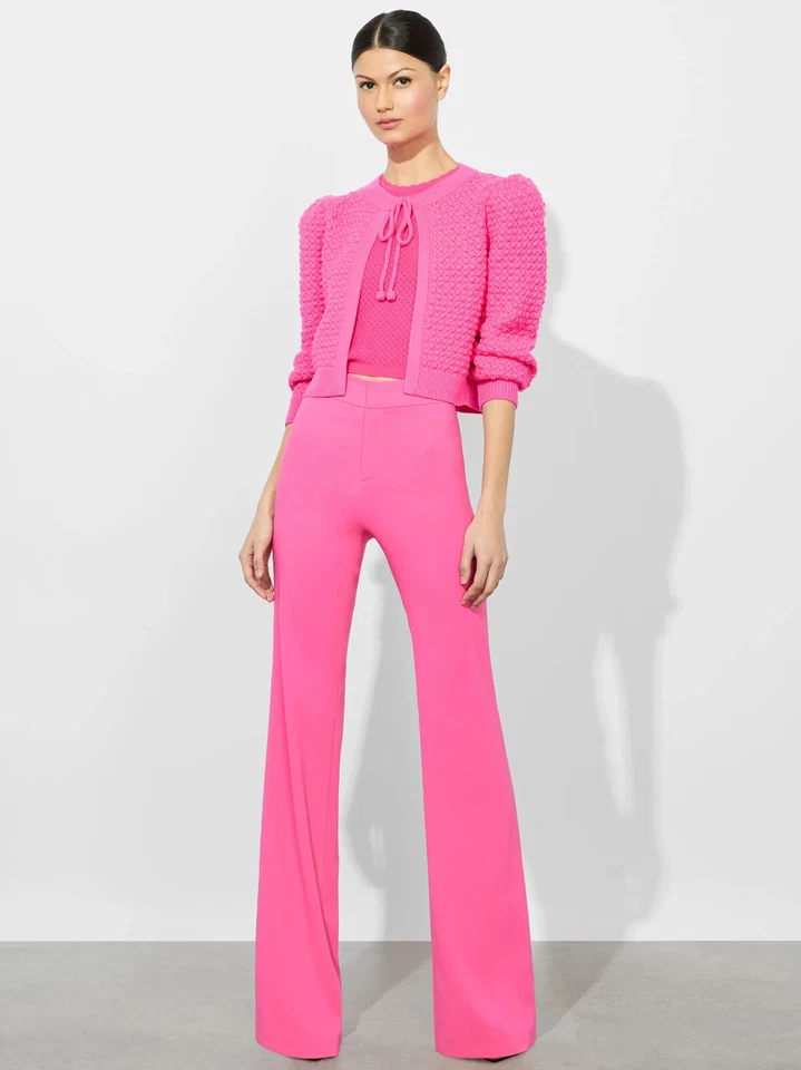 ALICE & OLIVIA (M) WILD PINK KITTY CREW NECK CARDIGAN NWT MSRP$495 - Image 2 of 4