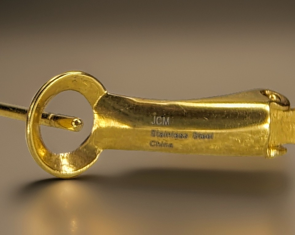 JEWELRY CRAFT MANF. (JCM) GOLD PLATED STAINLESS STEEL OVAL HOOP