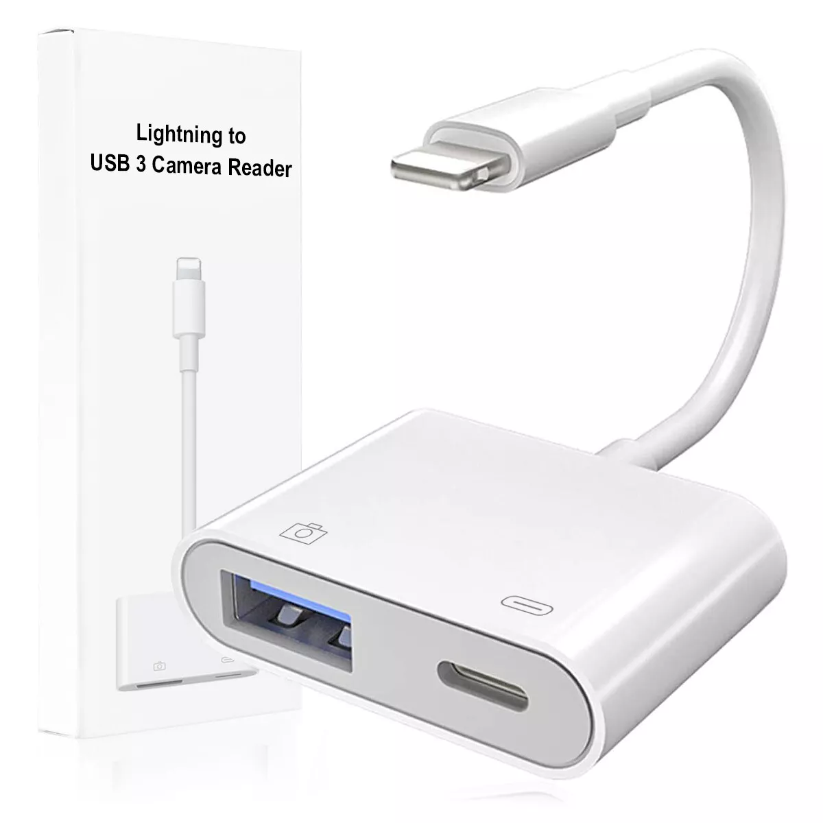 USB Camera Adapter, USB Female OTG Adapter Compatible with iPhone iPad,  Portable USB Adapter for iPhone with Charging Port, No Application, Plug  and Play 