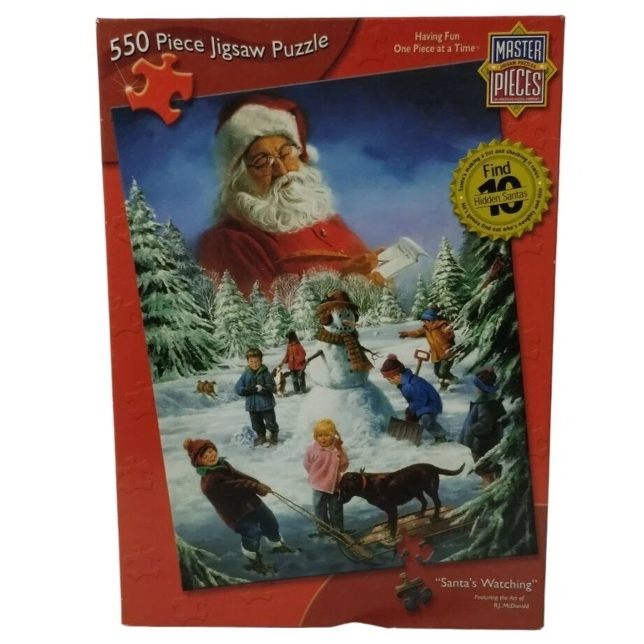 Rompecabezas MasterPieces Santas Watching 550 piezas 100% completo Navidad Foto 3 de 4