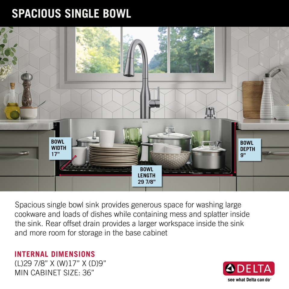 Delta 952138T33S Marca 33" Undermount Single Basin Stainless