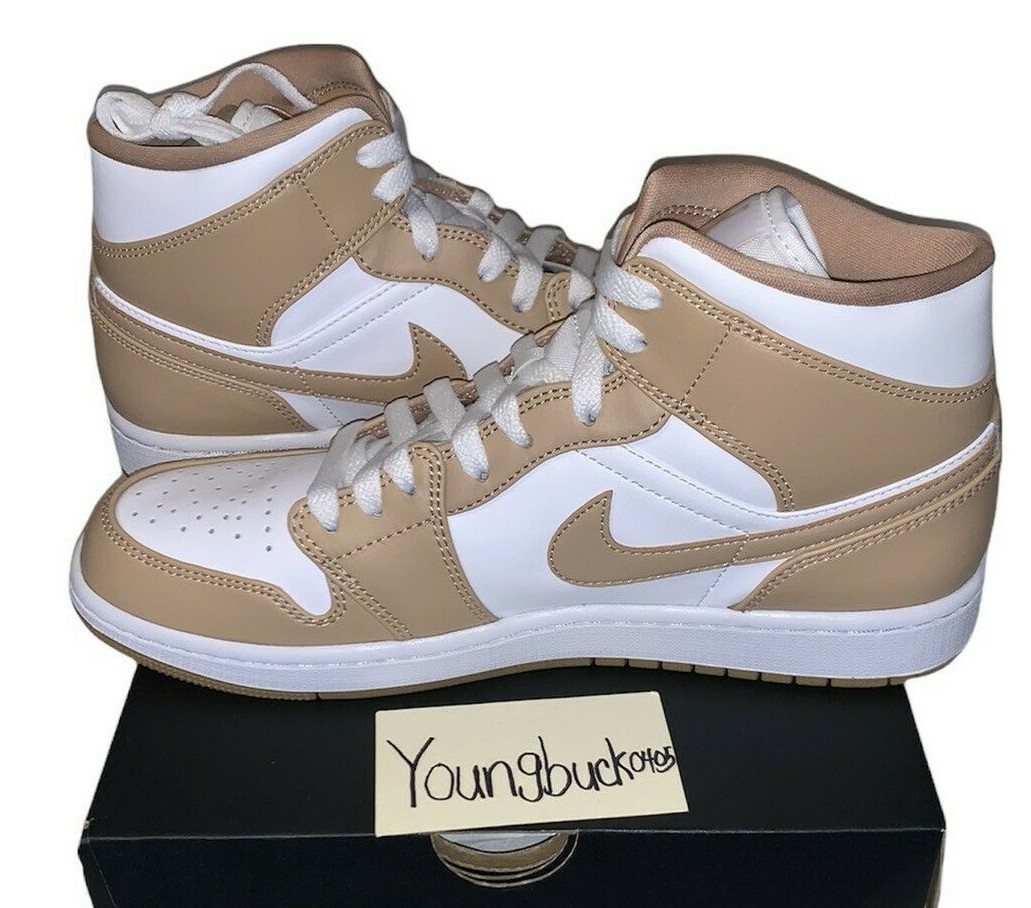 Nike Air Jordan 1 Mid Tan Gum Men display picture 1