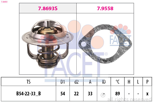Facet Thermostat KüHlmittel 89°C FüR Opel Astra J Caravan Chevrolet Cruze-image