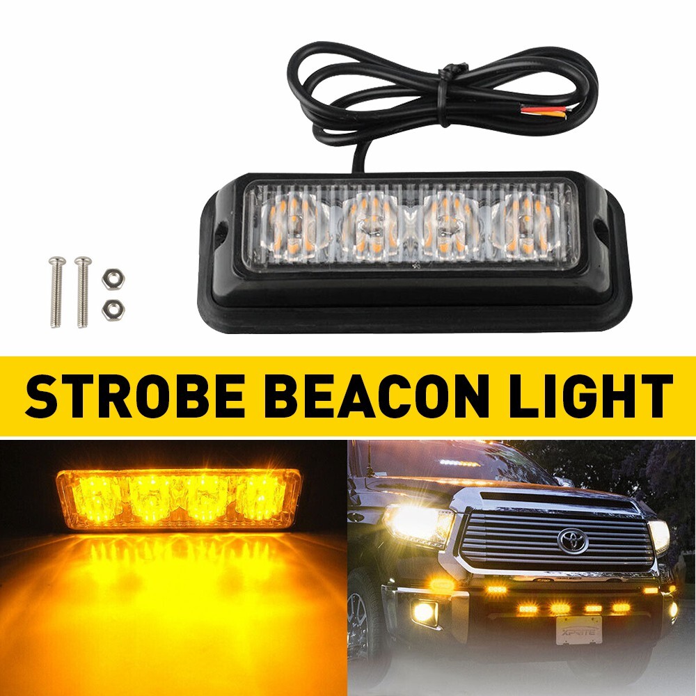 Yellow LED Grill Strobe Light Beacon Side Marker Quality Flash Warning Hazard M