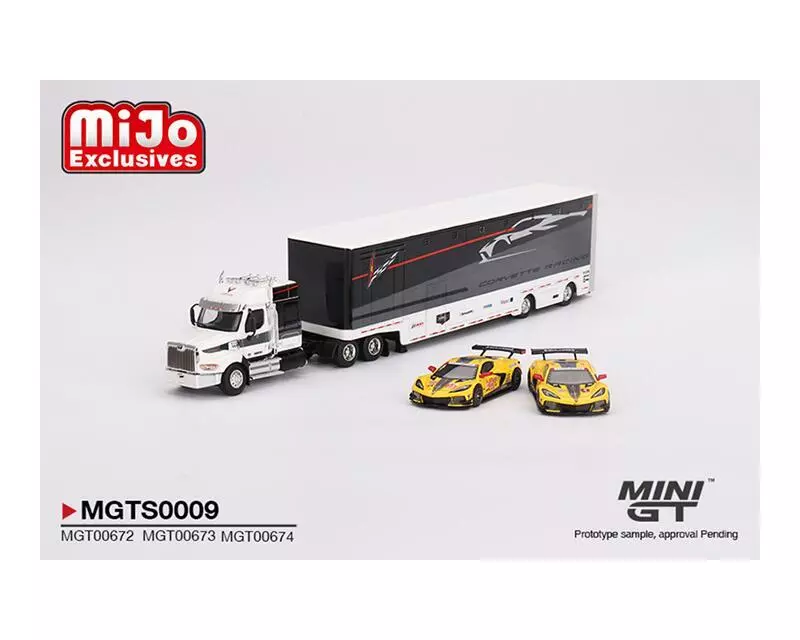 MINI GT 1:64 Chevroler Racing C8.R Racing Transporter Set