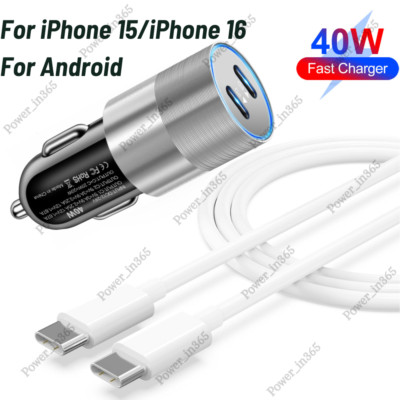 For iPhone 15 16 Pro Max Samsung Google 40W USB-C Fast Charger PD Type-C Cable