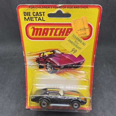 Vintage 1980 Matchbox Chevy Corvette No. 62 Lesney New On Card Chevrolet Black 