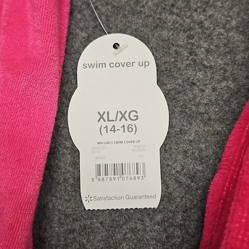 Wonder Nation Coverup w Towel Girls XL Pink Short Sleeve Hooded Full Zipper NWT - Picture 3 of 8