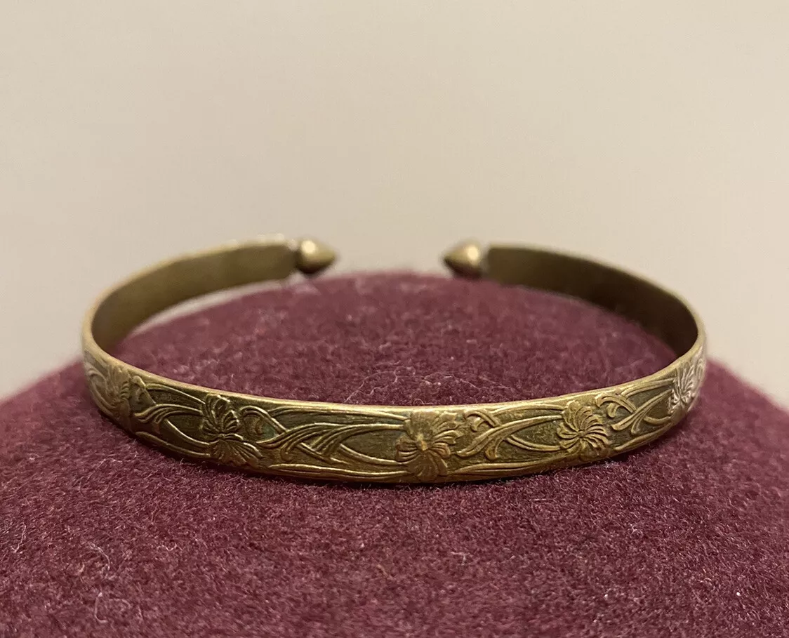 Gold cuff bracelet with ball ends outlet