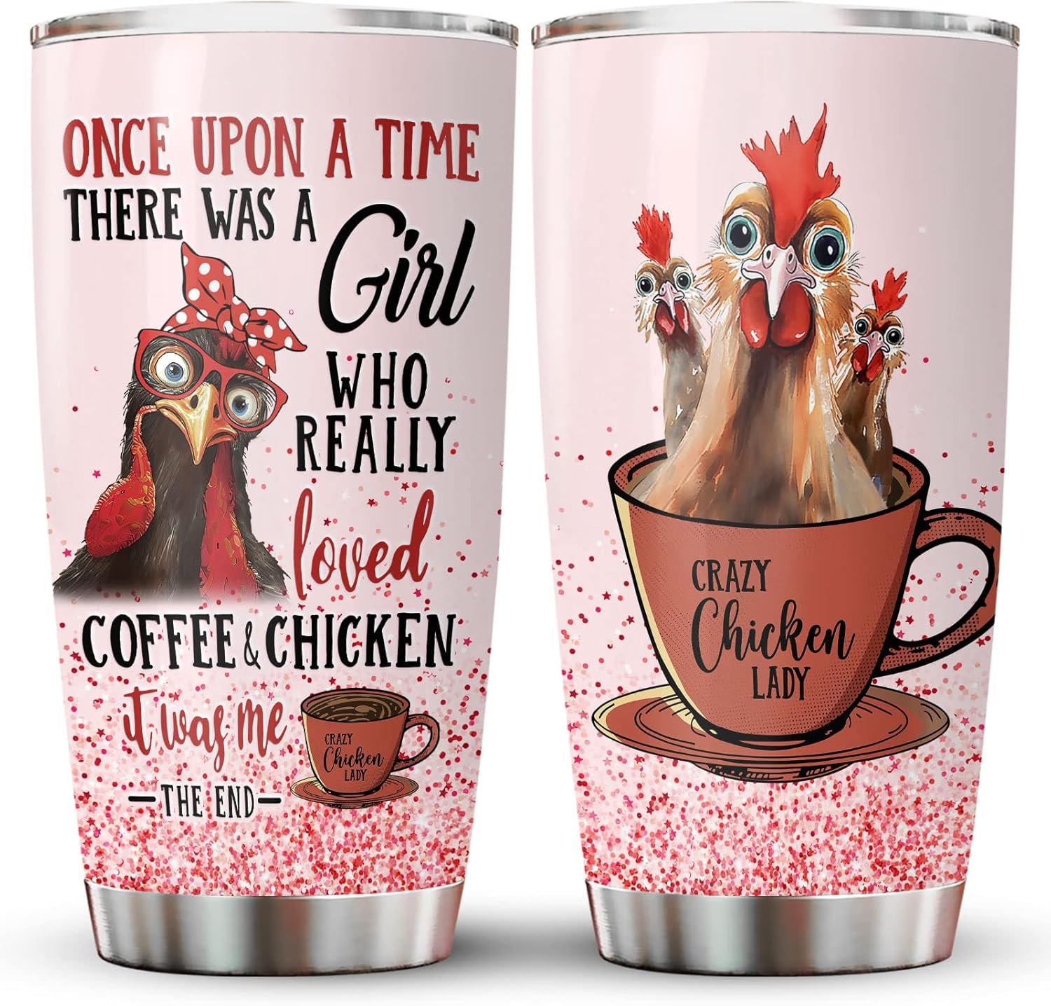 Gifts for Christmas, Chicken Lady Tumbler, 20 Oz Stainless Steel Tumbler with Li