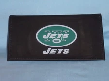 New York NY JETS   Leather Checkbook  NIB  black pr