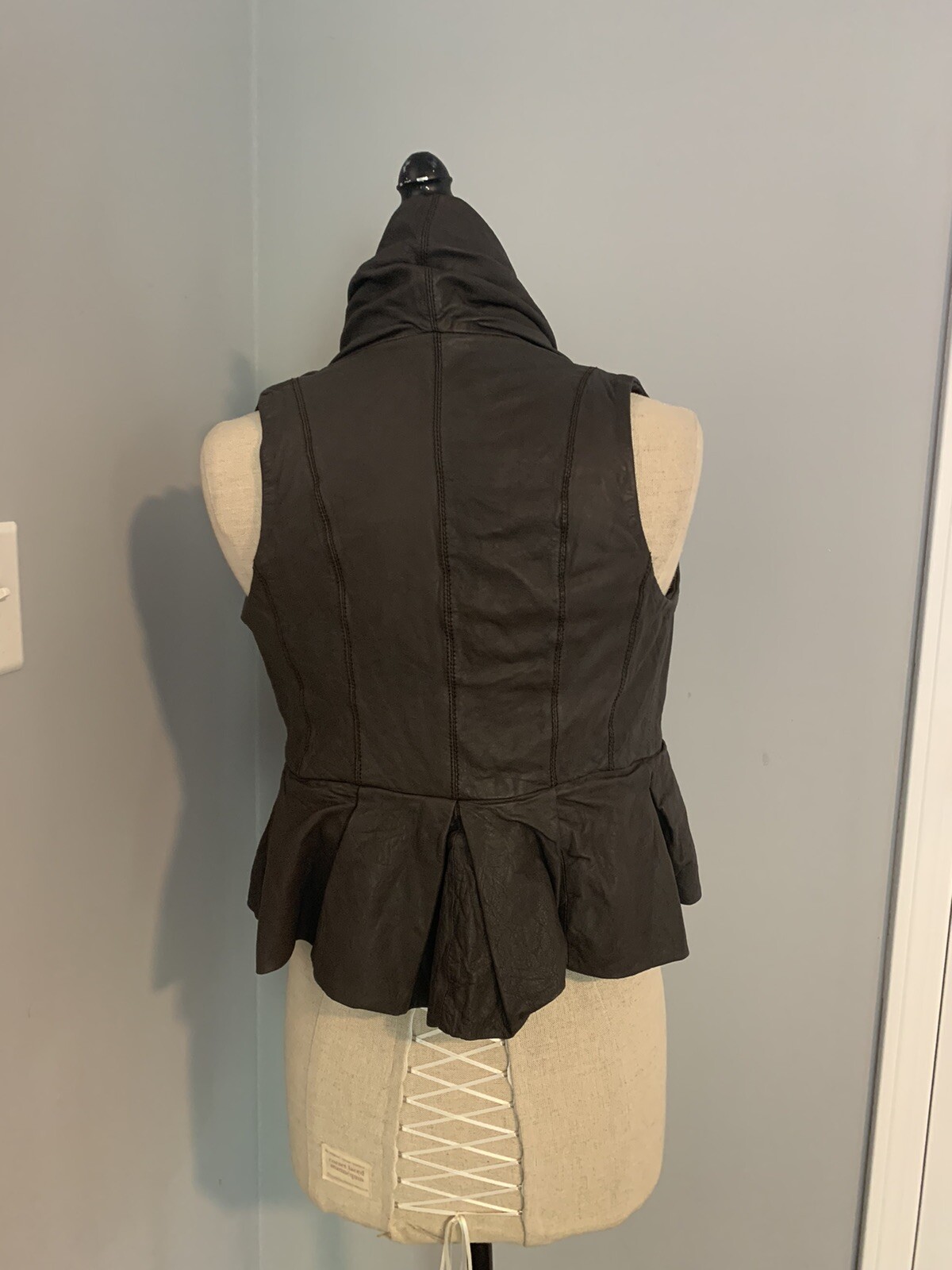 All Saints Kellva Gilet Asymmetric Leather Vest T… - image 3