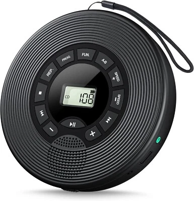 Portable CD Player with Speakers Bluetooth Rechargeable Batteries USB MP3 AUX