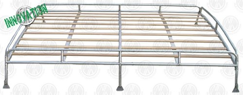 Silver Powder Coated Steel Roof Rack Hardwood Slats VW T2 Splits C9067P - 第 2/3 張圖片